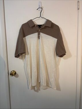 RW&CO Men’s XL Two-Tone Polo Shirt in Brown & White